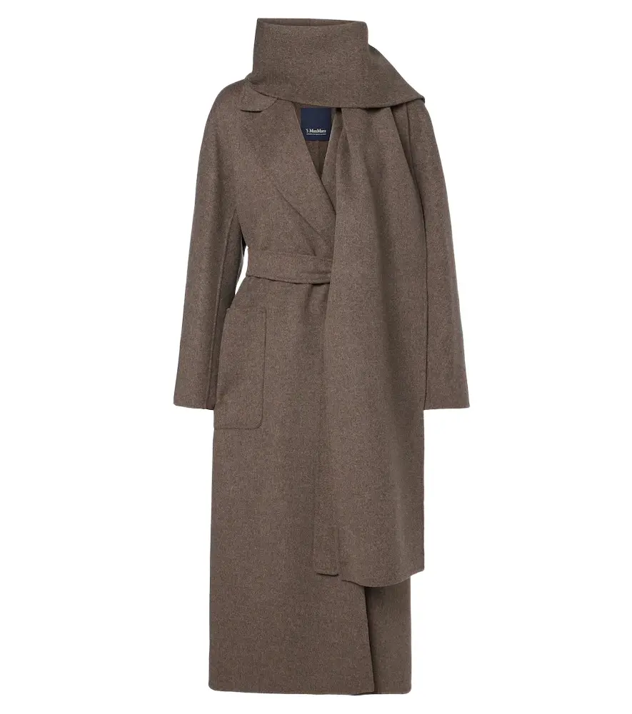 'S Max Mara 'S Max Mara Scarf-detail virgin wool wrap coat