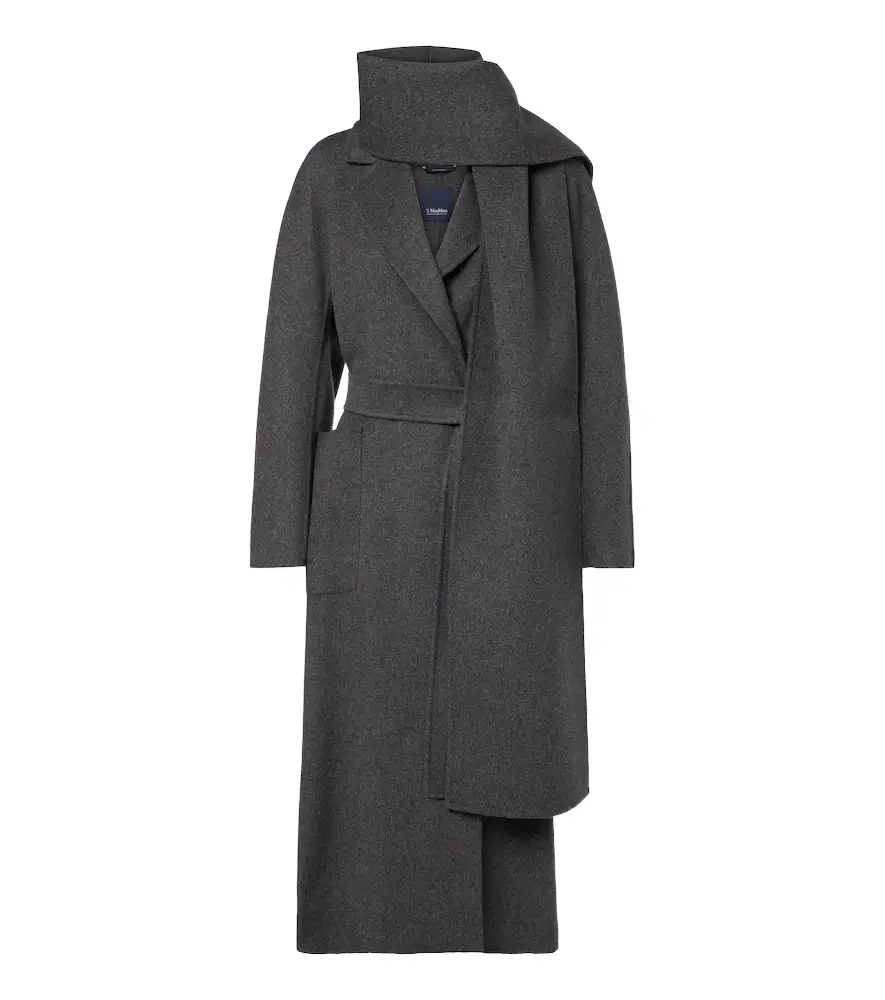 'S Max Mara 'S Max Mara Scarf-detail virgin wool wrap coat
