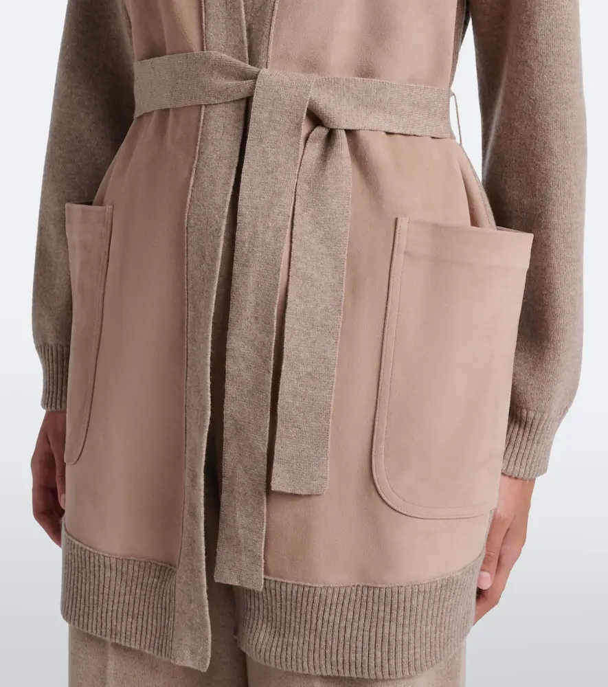 Max Mara Suede-trimmed wool and cashmere cardigan | Thumbnail 2 Max Mara Suede-trimmed wool and cashmere cardigan | Thumbnail 2