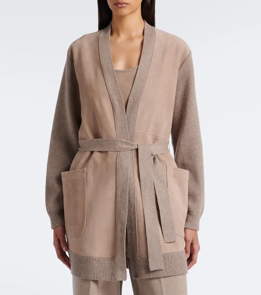 Max Mara Suede-trimmed wool and cashmere cardigan | Thumbnail 4 Max Mara Suede-trimmed wool and cashmere cardigan | Thumbnail 4
