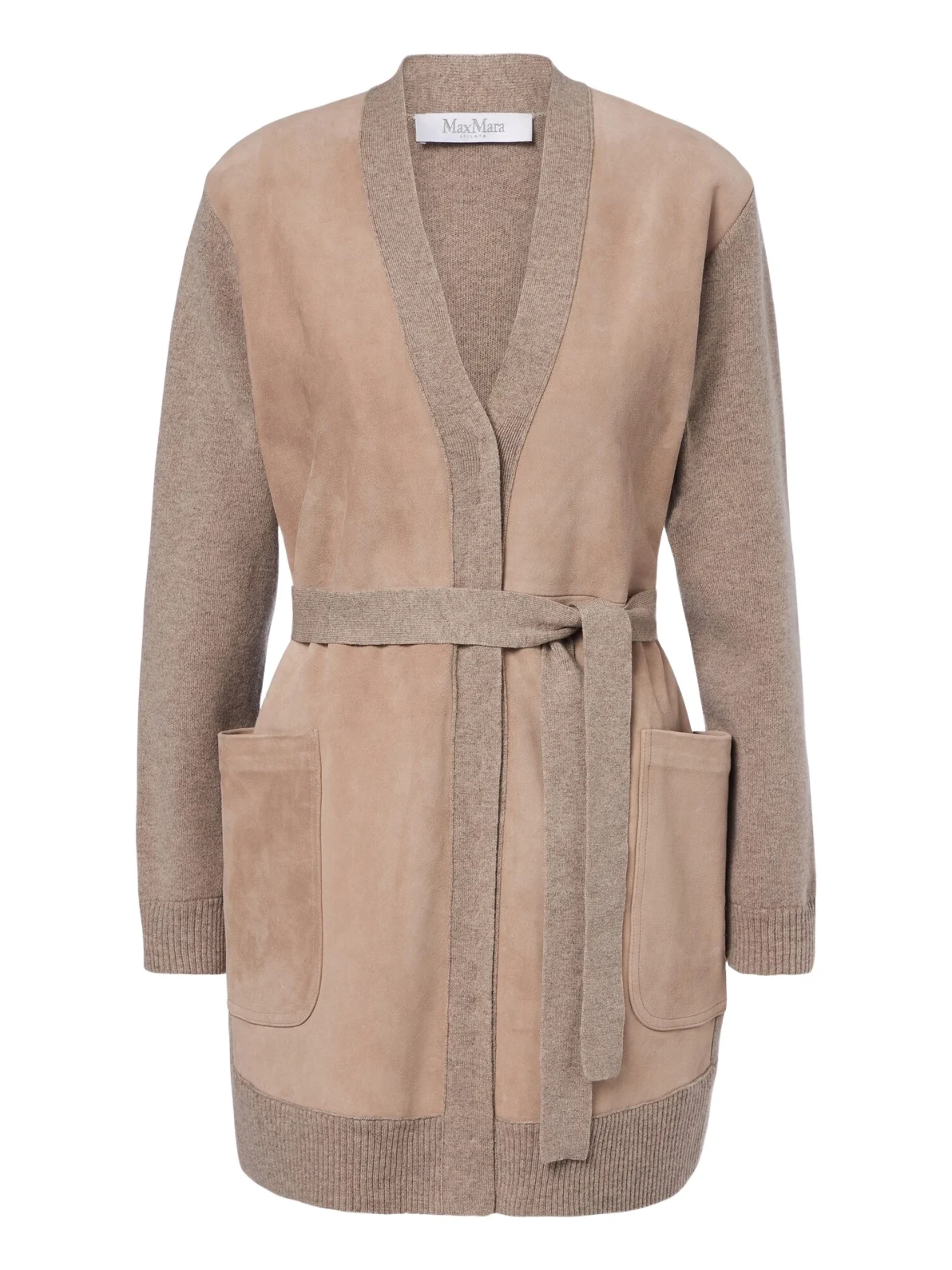 Max Mara Suede-trimmed wool and cashmere cardigan