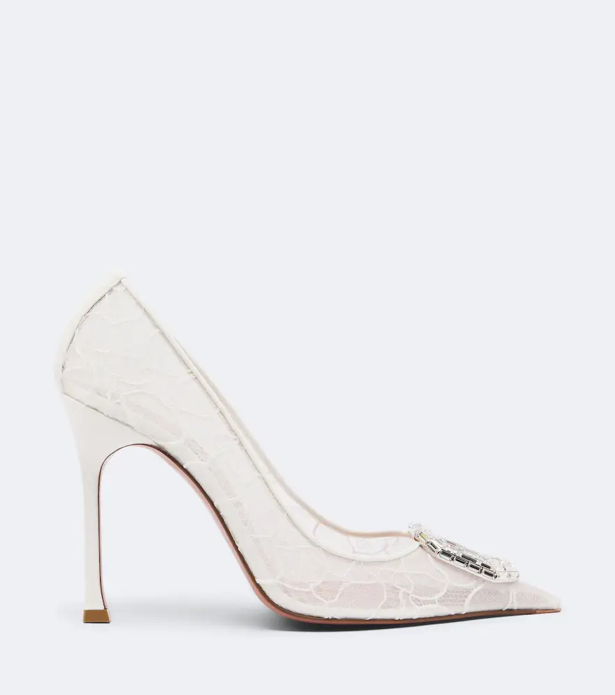 Amina Muaddi Camelia embellished lace pumps | Thumbnail 4 Amina Muaddi Camelia embellished lace pumps | Thumbnail 4