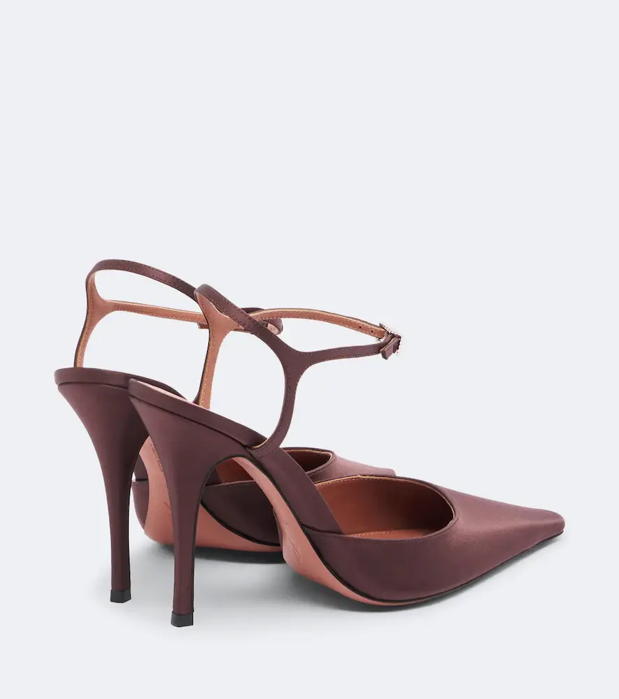 Amina Muaddi Carolyn satin slingback pumps | Thumbnail 4 Amina Muaddi Carolyn satin slingback pumps | Thumbnail 4