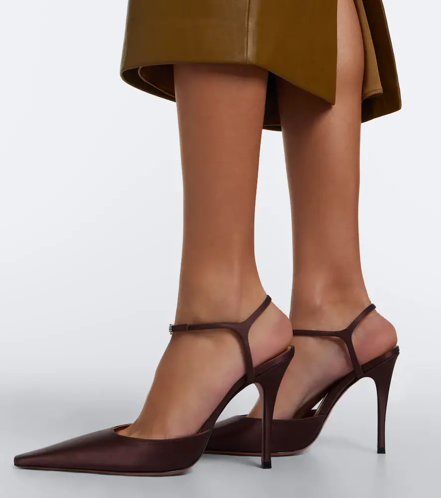 Amina Muaddi Carolyn satin slingback pumps | Thumbnail 5 Amina Muaddi Carolyn satin slingback pumps | Thumbnail 5