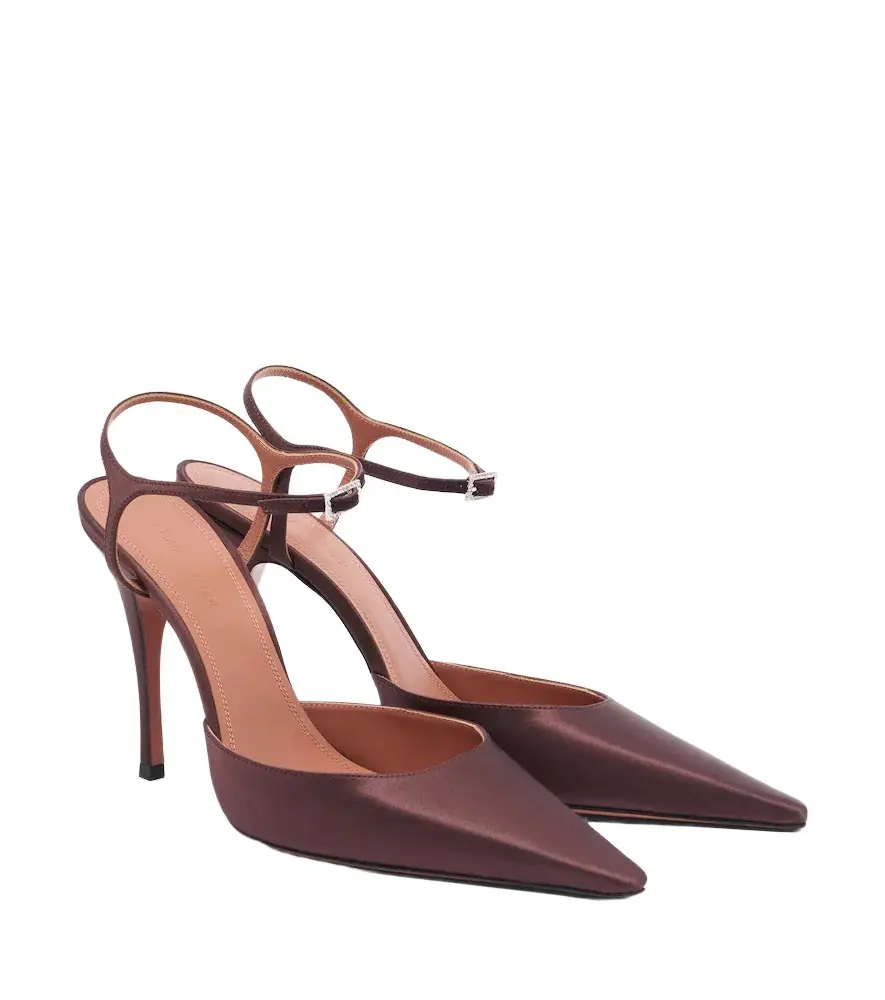 Amina Muaddi Carolyn satin slingback pumps