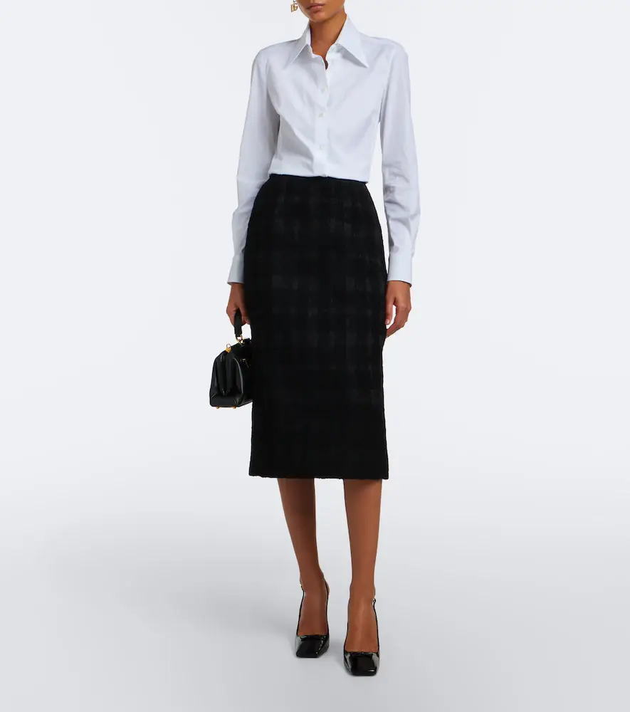 Dolce & Gabbana Checked bouclé pencil skirt | Thumbnail 4