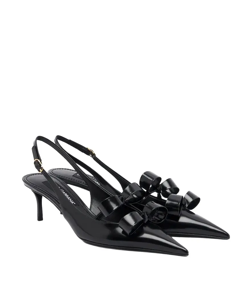 Dolce & Gabbana Bow-detail leather slingback pumps