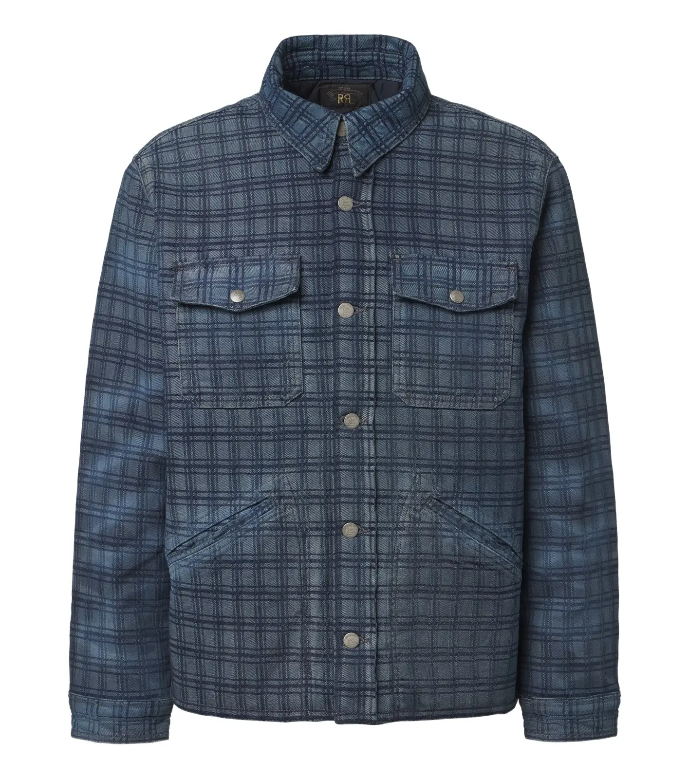Jacquard plaid denim jacket