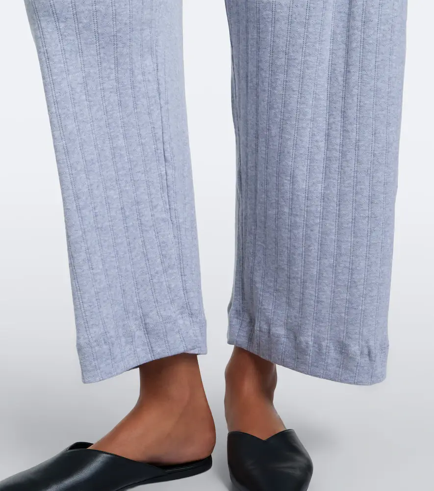 LESET Pointelle cropped cotton wide-leg pants | Thumbnail 3 LESET Pointelle cropped cotton wide-leg pants | Thumbnail 3