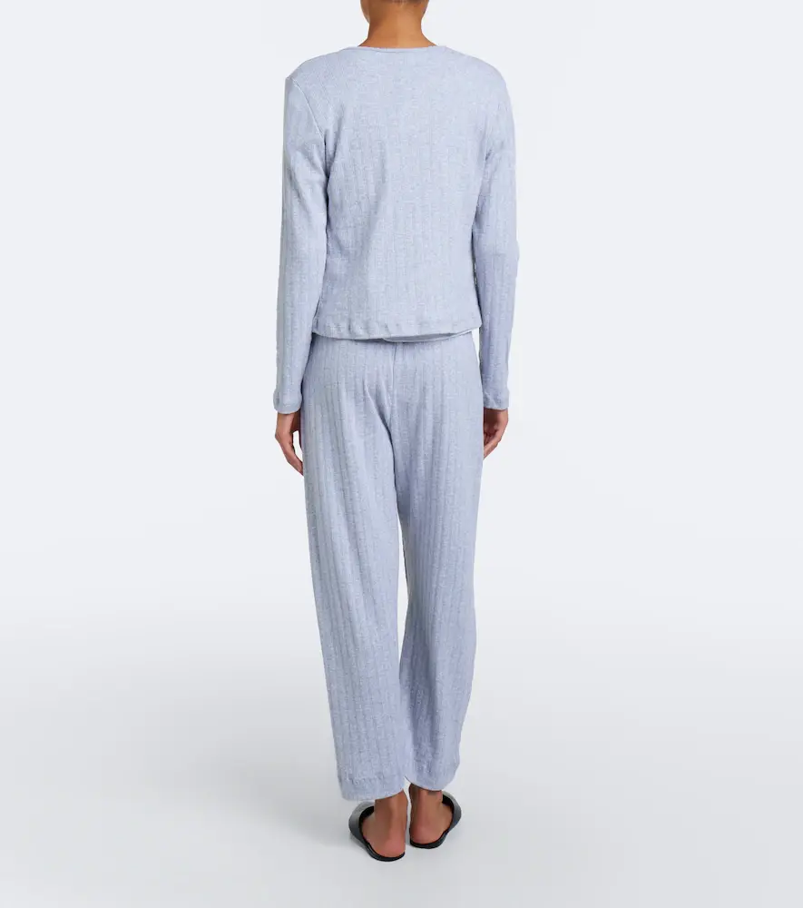 LESET Pointelle cropped cotton wide-leg pants | Thumbnail 4 LESET Pointelle cropped cotton wide-leg pants | Thumbnail 4