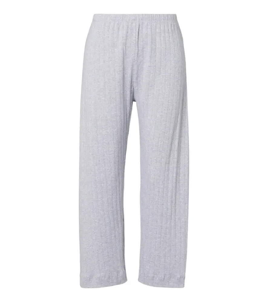 LESET Pointelle cropped cotton wide-leg pants