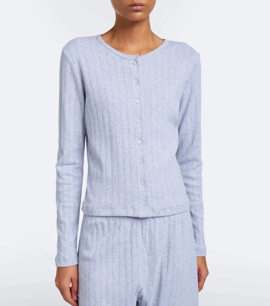 LESET Pointelle scalloped cotton cardigan | Thumbnail 4 LESET Pointelle scalloped cotton cardigan | Thumbnail 4