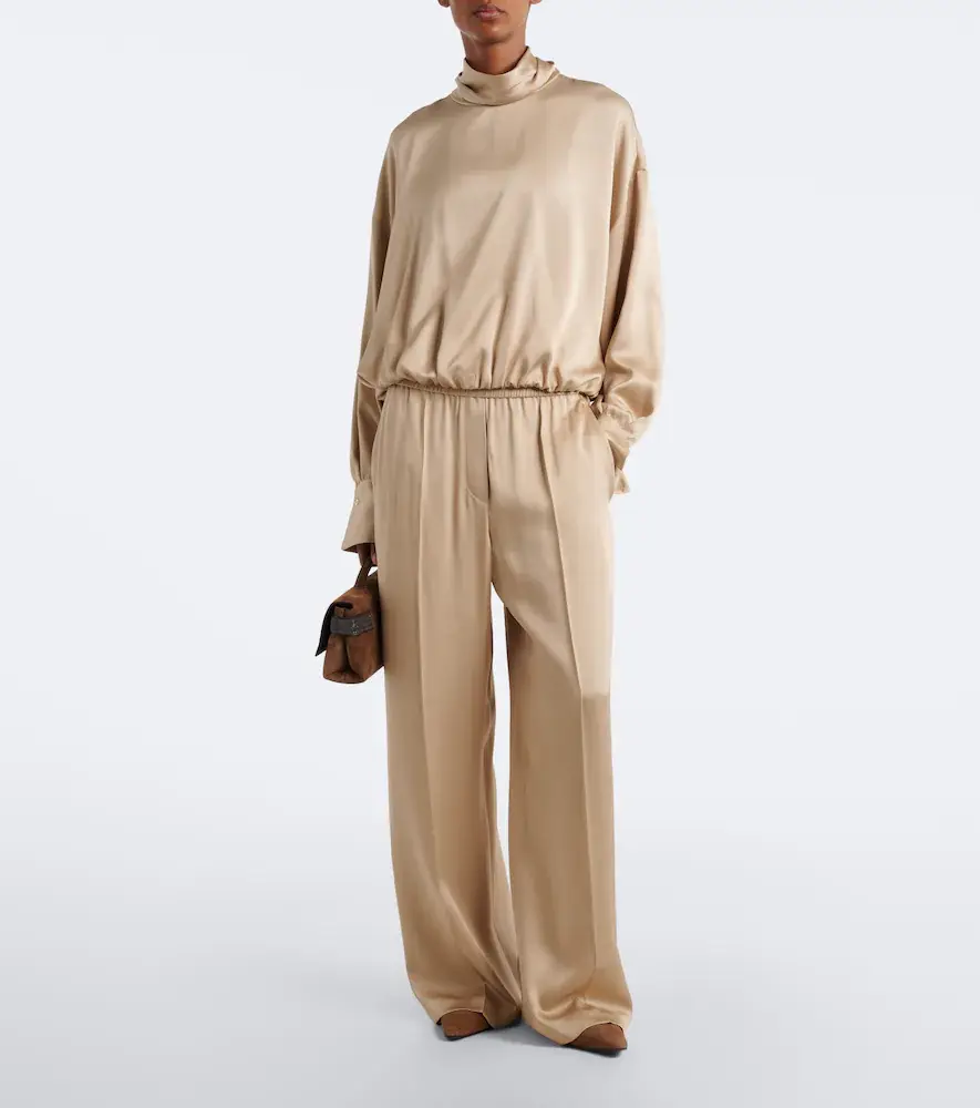 Brunello Cucinelli Silk satin wide-leg pants | Thumbnail 4 Brunello Cucinelli Silk satin wide-leg pants | Thumbnail 4