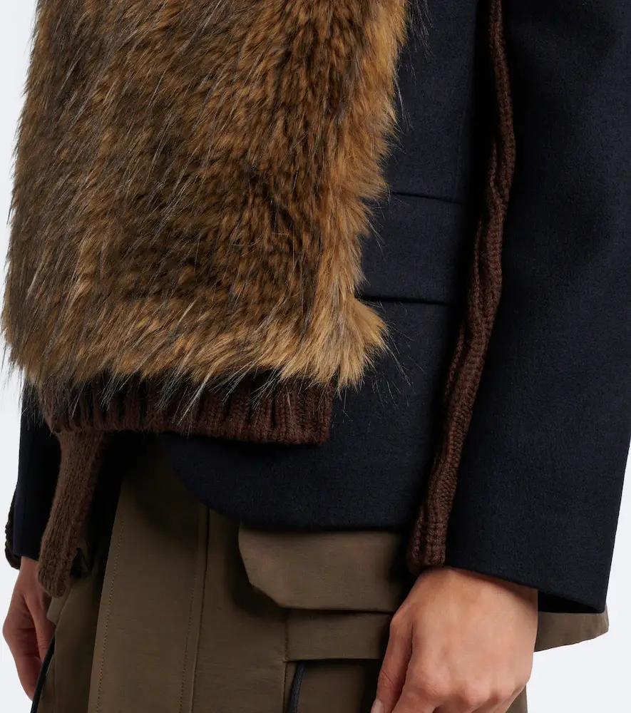 Sacai Ribbed-knit wool-blend jacket | Thumbnail 4