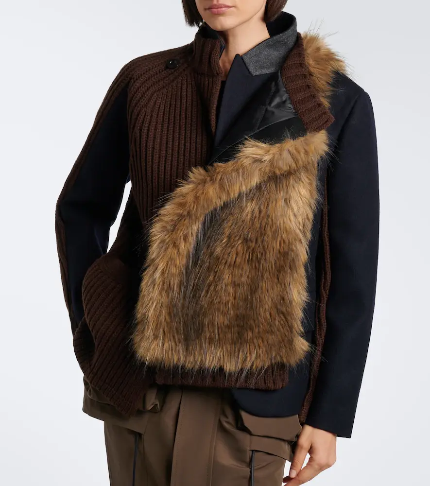 Sacai Ribbed-knit wool-blend jacket | Thumbnail 6