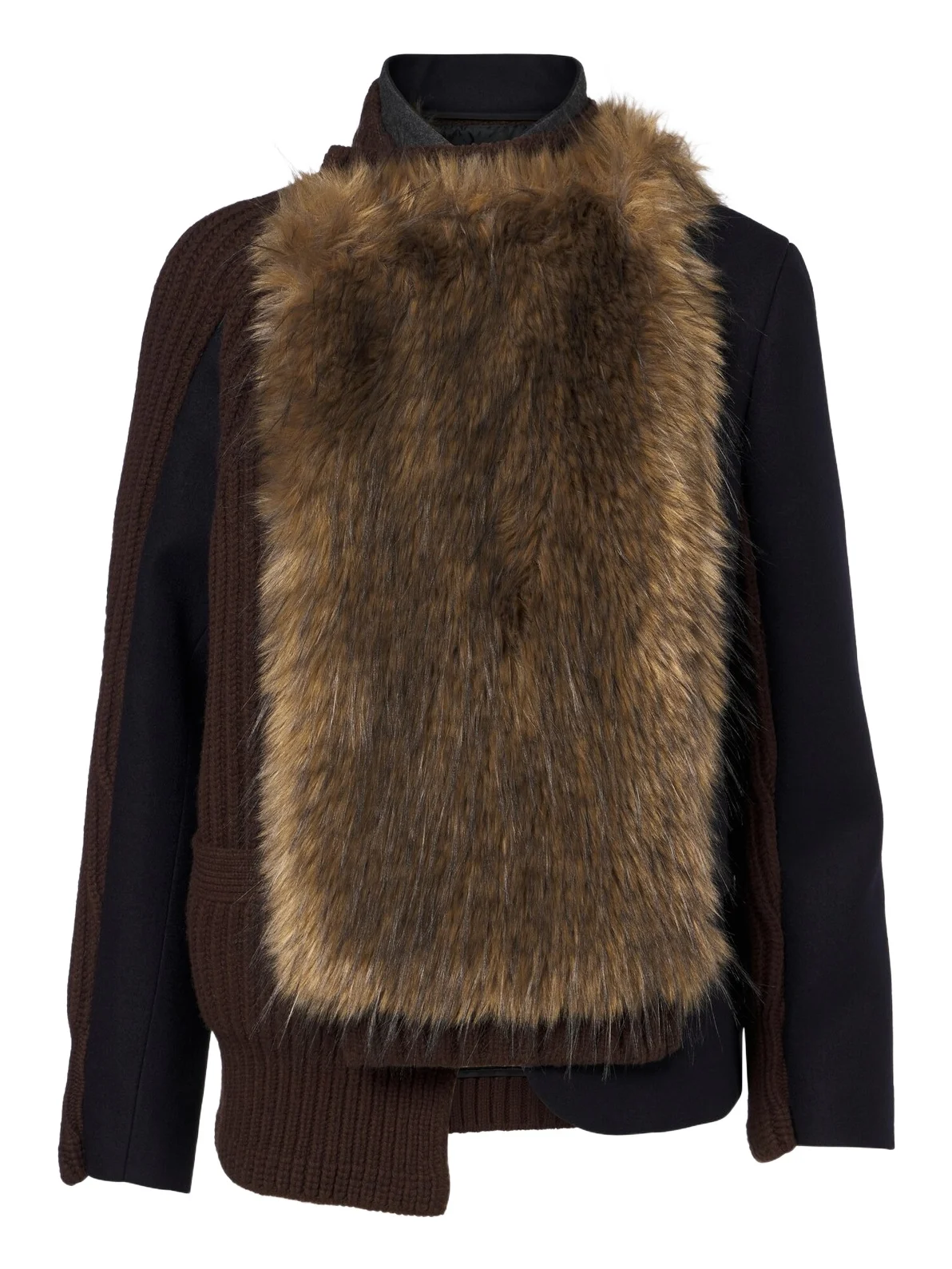 Sacai Ribbed-knit wool-blend jacket