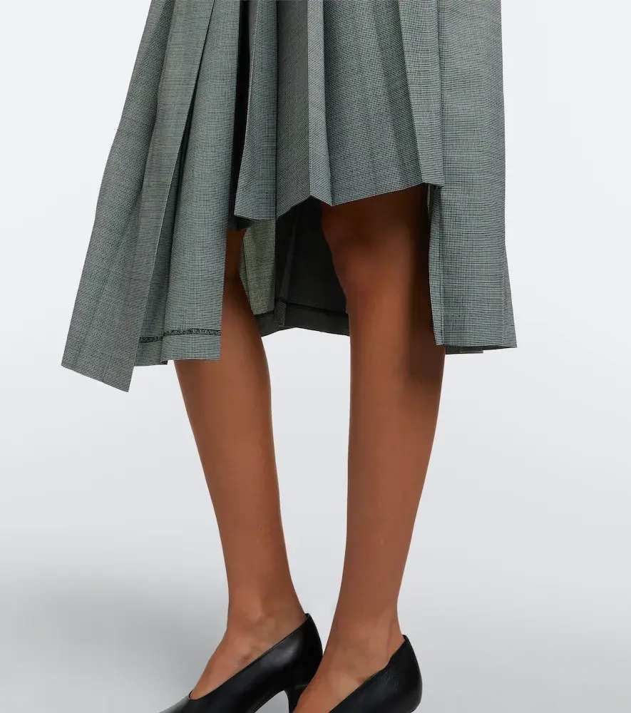 Junya Watanabe Houndstooth pleated asymmetric midi dress | Thumbnail 2 Junya Watanabe Houndstooth pleated asymmetric midi dress | Thumbnail 2