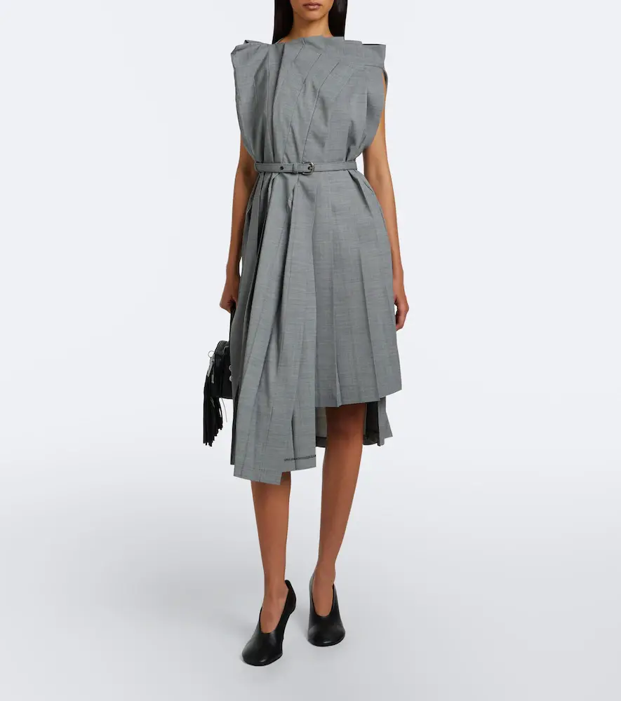 Junya Watanabe Houndstooth pleated asymmetric midi dress | Thumbnail 4 Junya Watanabe Houndstooth pleated asymmetric midi dress | Thumbnail 4