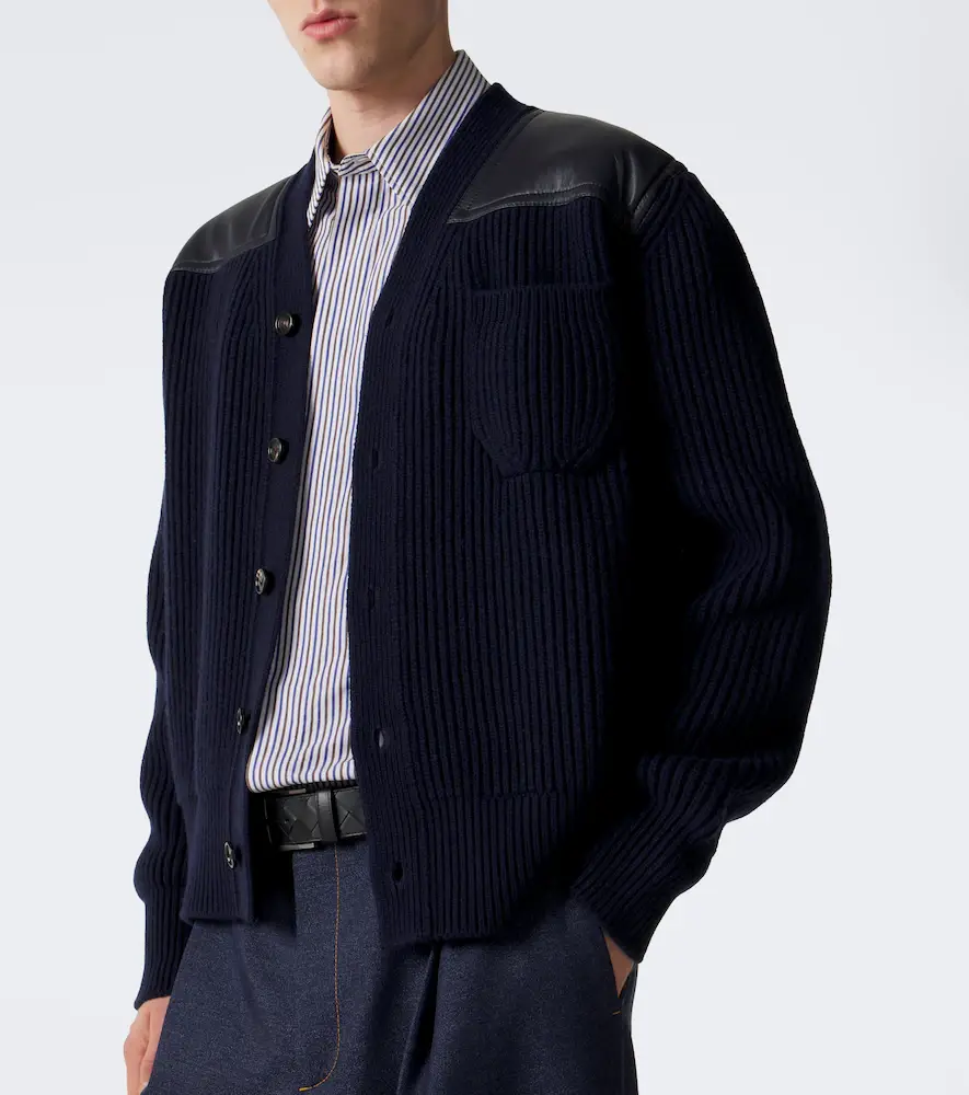 Bottega Veneta Leather-trimmed wool and cashmere cardigan | Thumbnail 4 Bottega Veneta Leather-trimmed wool and cashmere cardigan | Thumbnail 4