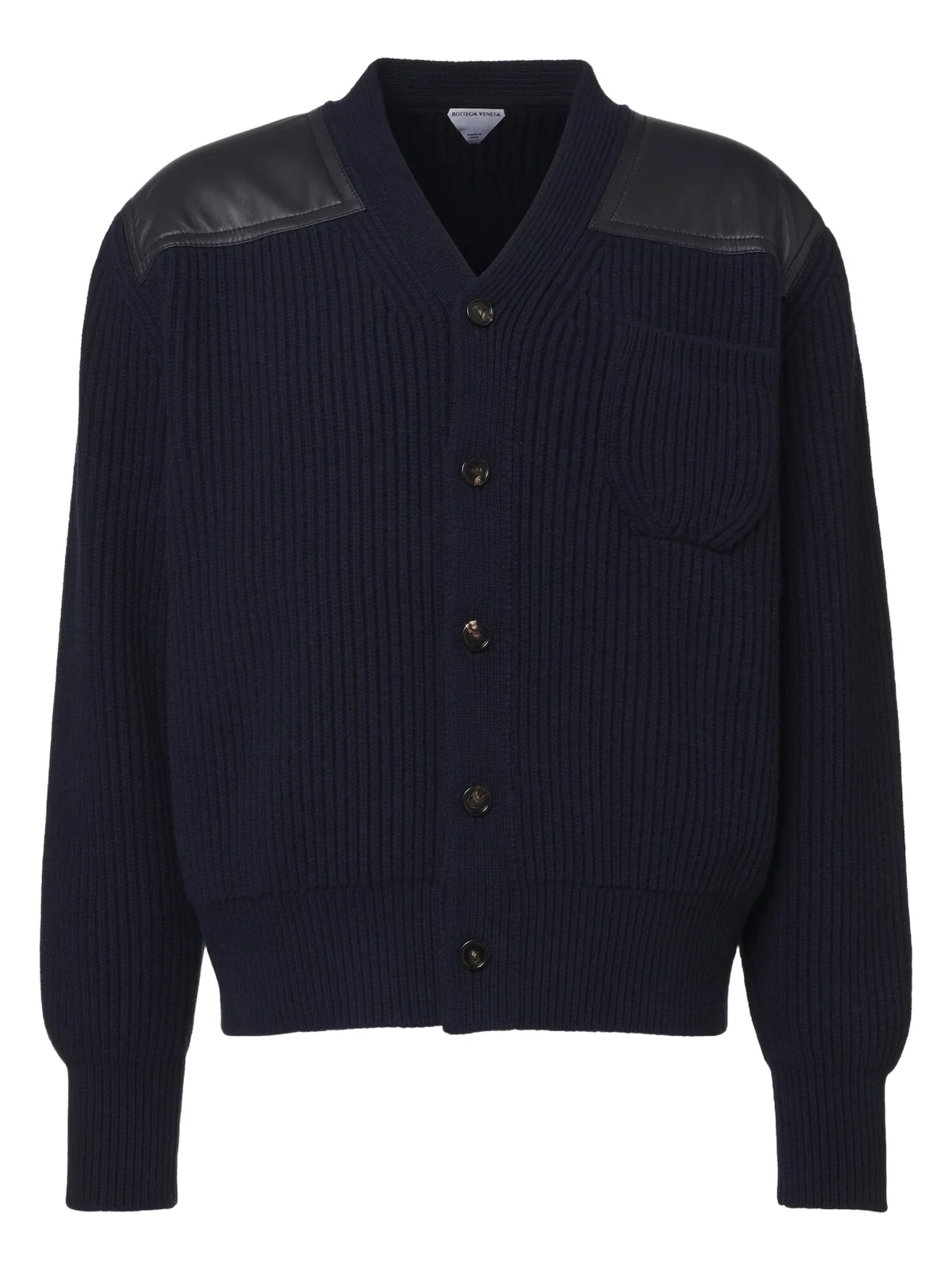 Bottega Veneta Leather-trimmed wool and cashmere cardigan