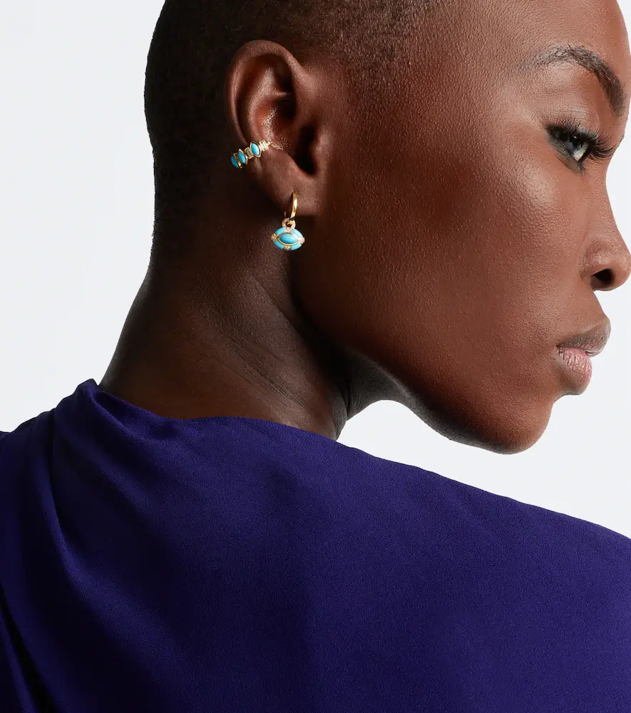 SHAY JEWELRY Riviera 18kt gold ear cuff with turquoise and diamonds | Thumbnail 2