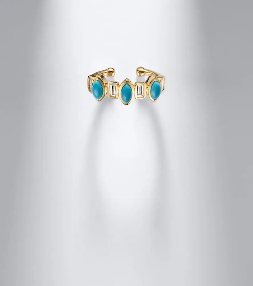SHAY JEWELRY Riviera 18kt gold ear cuff with turquoise and diamonds | Thumbnail 5