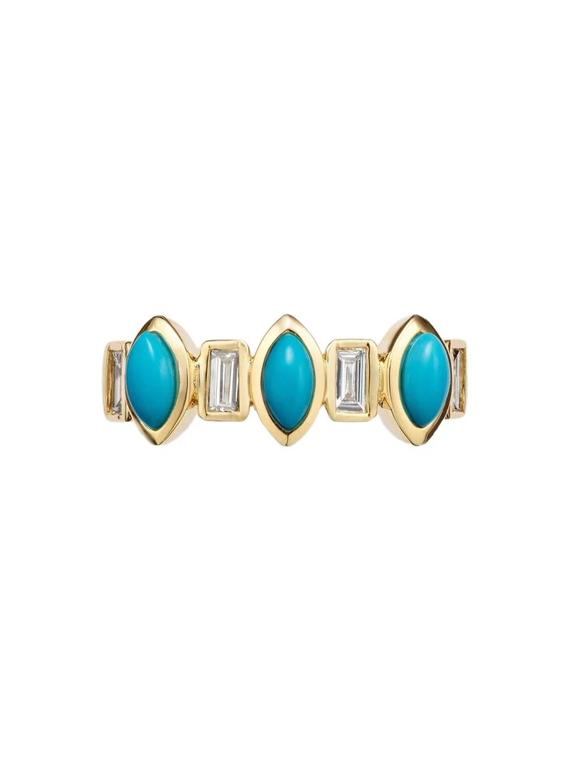 SHAY JEWELRY Riviera 18kt gold ear cuff with turquoise and diamonds