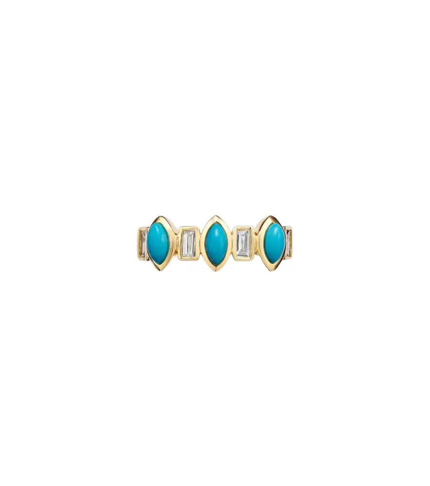 SHAY JEWELRY Riviera 18kt gold ear cuff with turquoise and diamonds