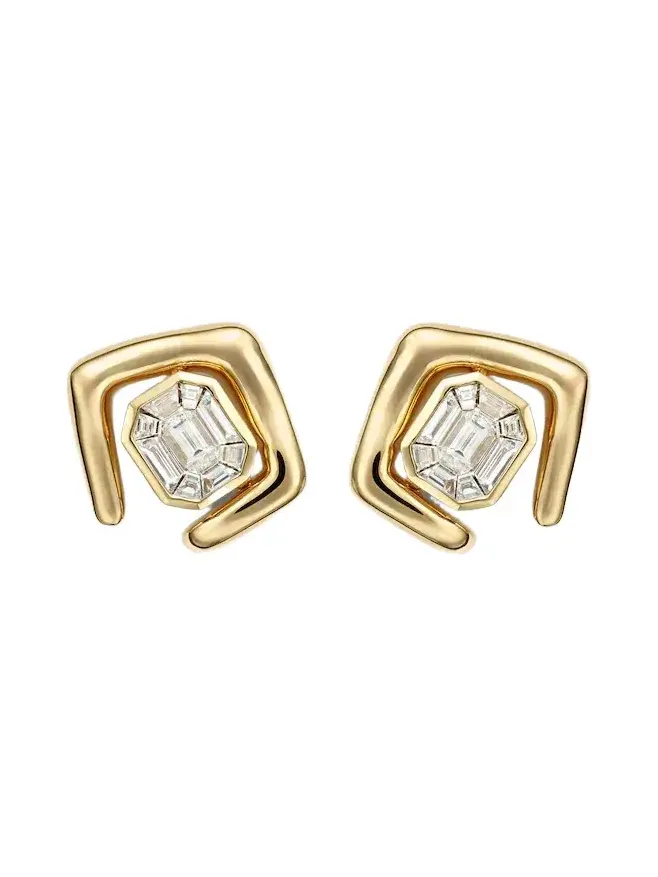 Zar 18kt gold stud earrings with diamonds Zar 18kt gold stud earrings with diamonds