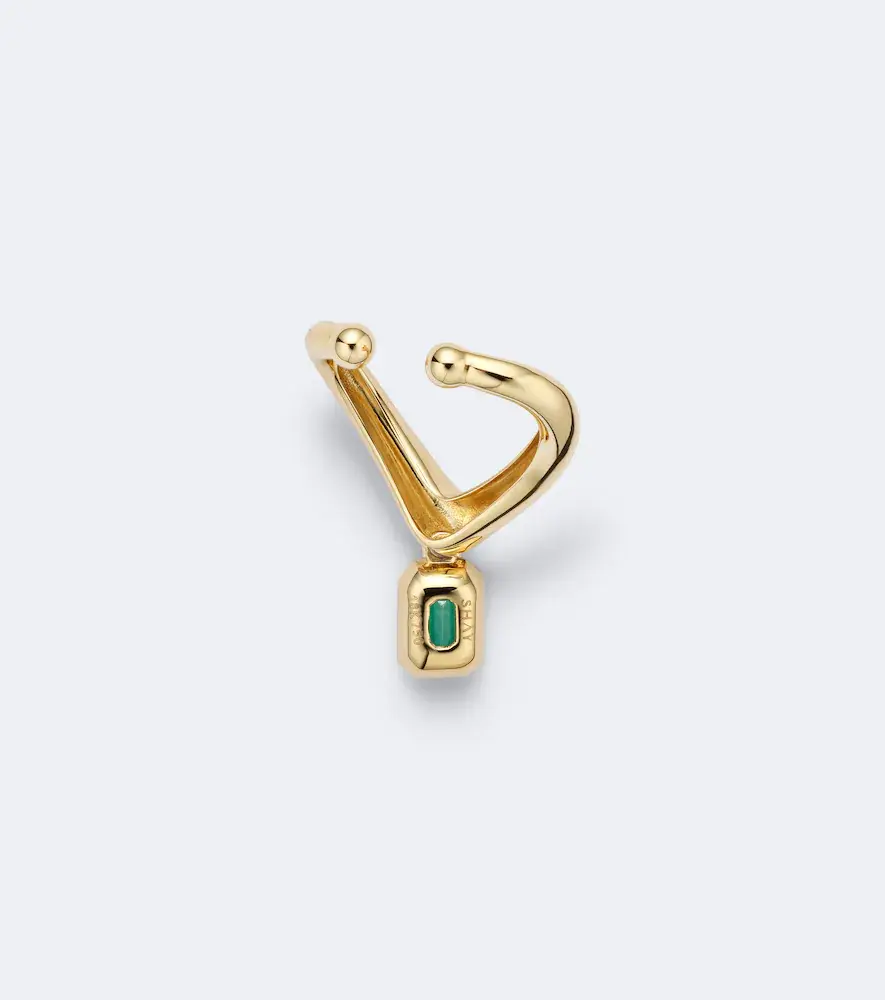 SHAY JEWELRY Zar 18kt gold single ear cuff with emerald | Thumbnail 2