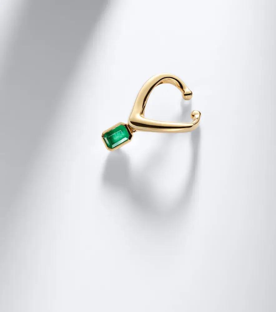 SHAY JEWELRY Zar 18kt gold single ear cuff with emerald | Thumbnail 5