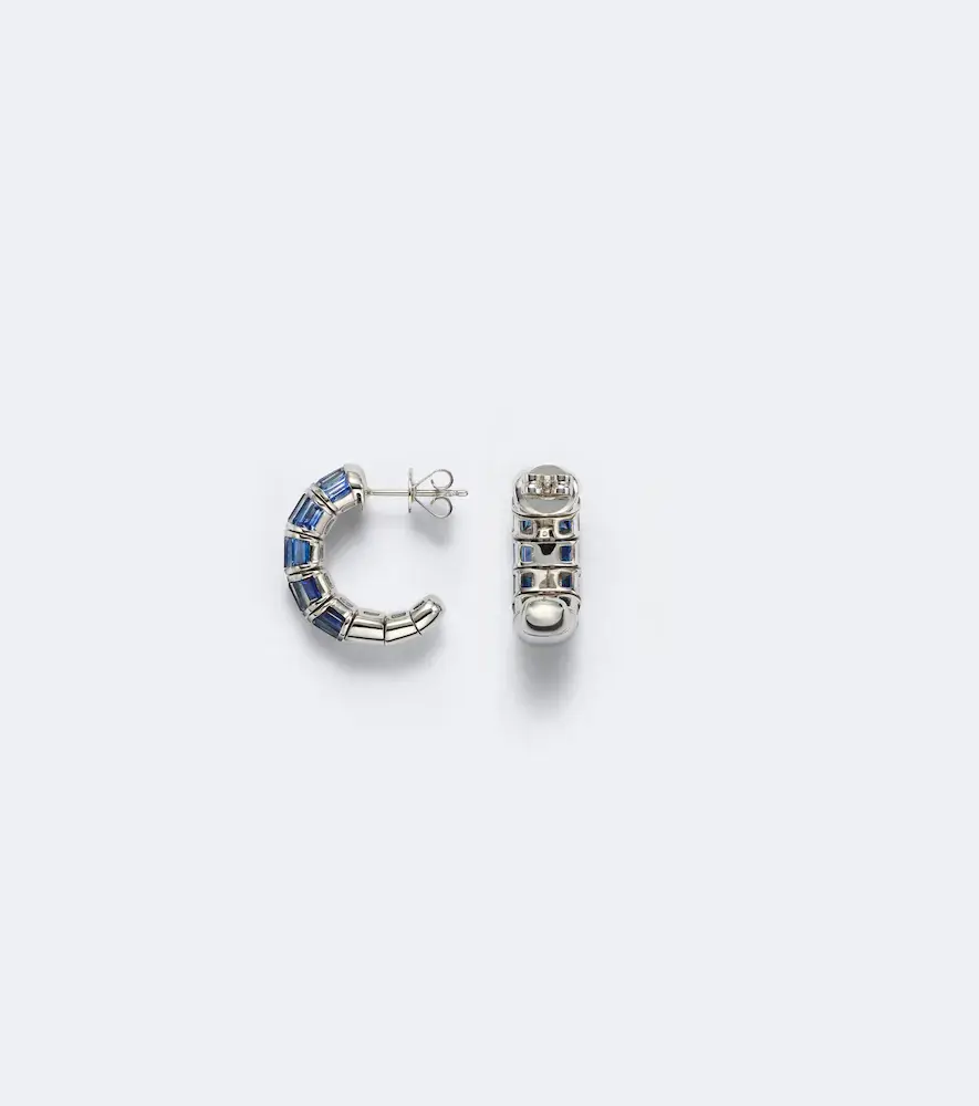 SHAY JEWELRY 18kt white gold huggies with sapphires | Thumbnail 4 SHAY JEWELRY 18kt white gold huggies with sapphires | Thumbnail 4
