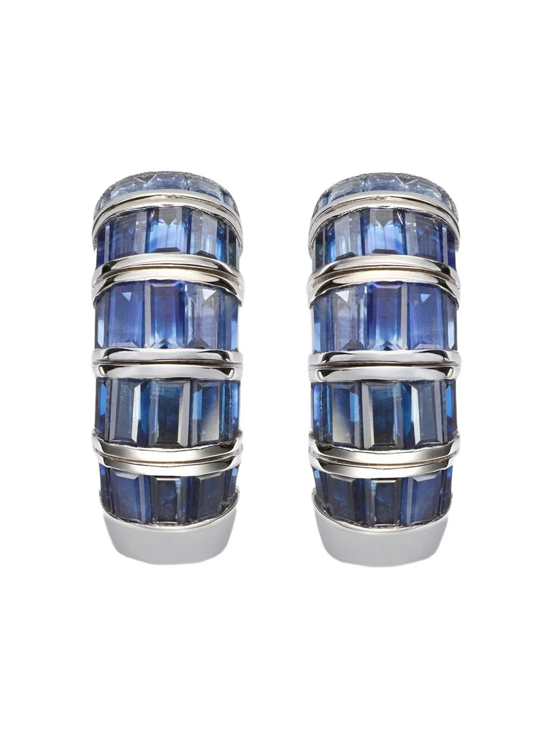 SHAY JEWELRY 18kt white gold huggies with sapphires