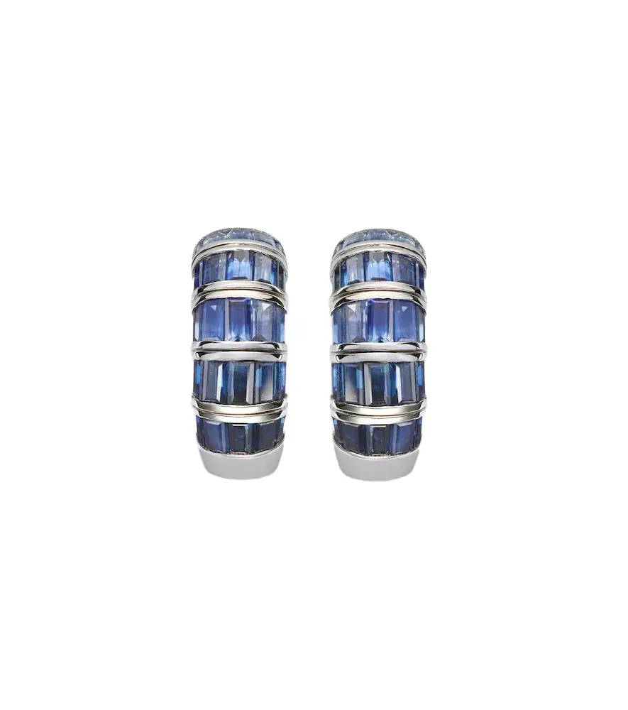 18kt white gold huggies with sapphires 18kt white gold huggies with sapphires