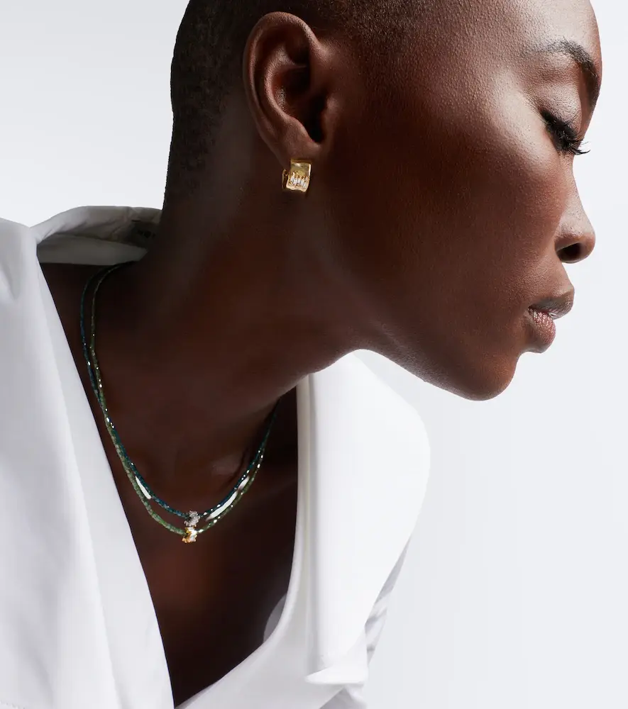 Suzanne Kalan Mini 18kt gold hoop earrings with diamonds | Thumbnail 3 Suzanne Kalan Mini 18kt gold hoop earrings with diamonds | Thumbnail 3