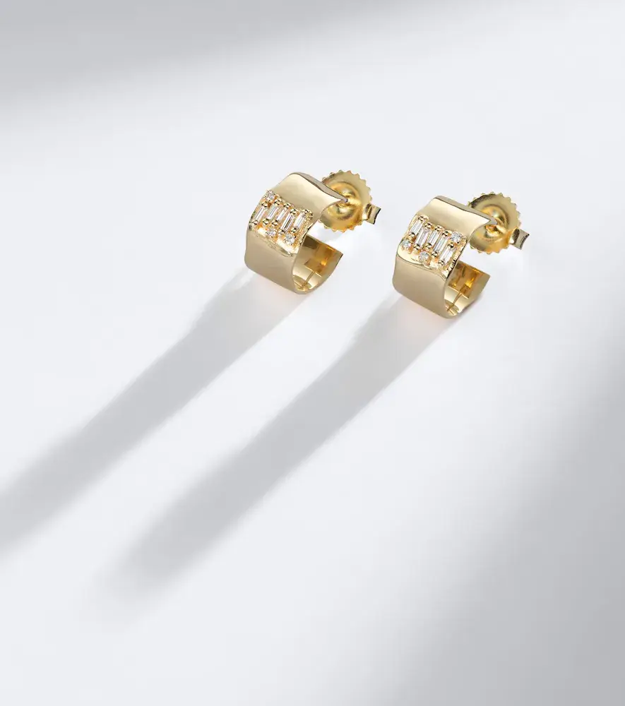 Suzanne Kalan Mini 18kt gold hoop earrings with diamonds | Thumbnail 5 Suzanne Kalan Mini 18kt gold hoop earrings with diamonds | Thumbnail 5
