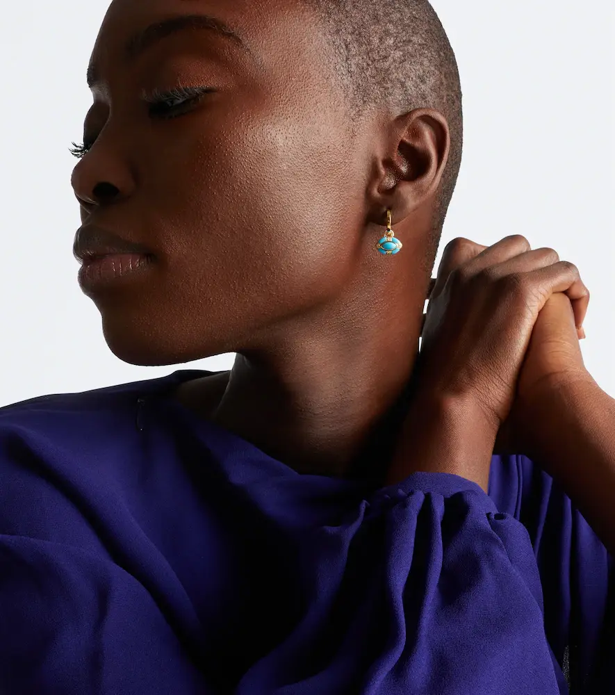 SHAY JEWELRY Riviera Petite 18kt gold huggie earrings with turquoise and diamonds | Thumbnail 2 SHAY JEWELRY Riviera Petite 18kt gold huggie earrings with turquoise and diamonds | Thumbnail 2