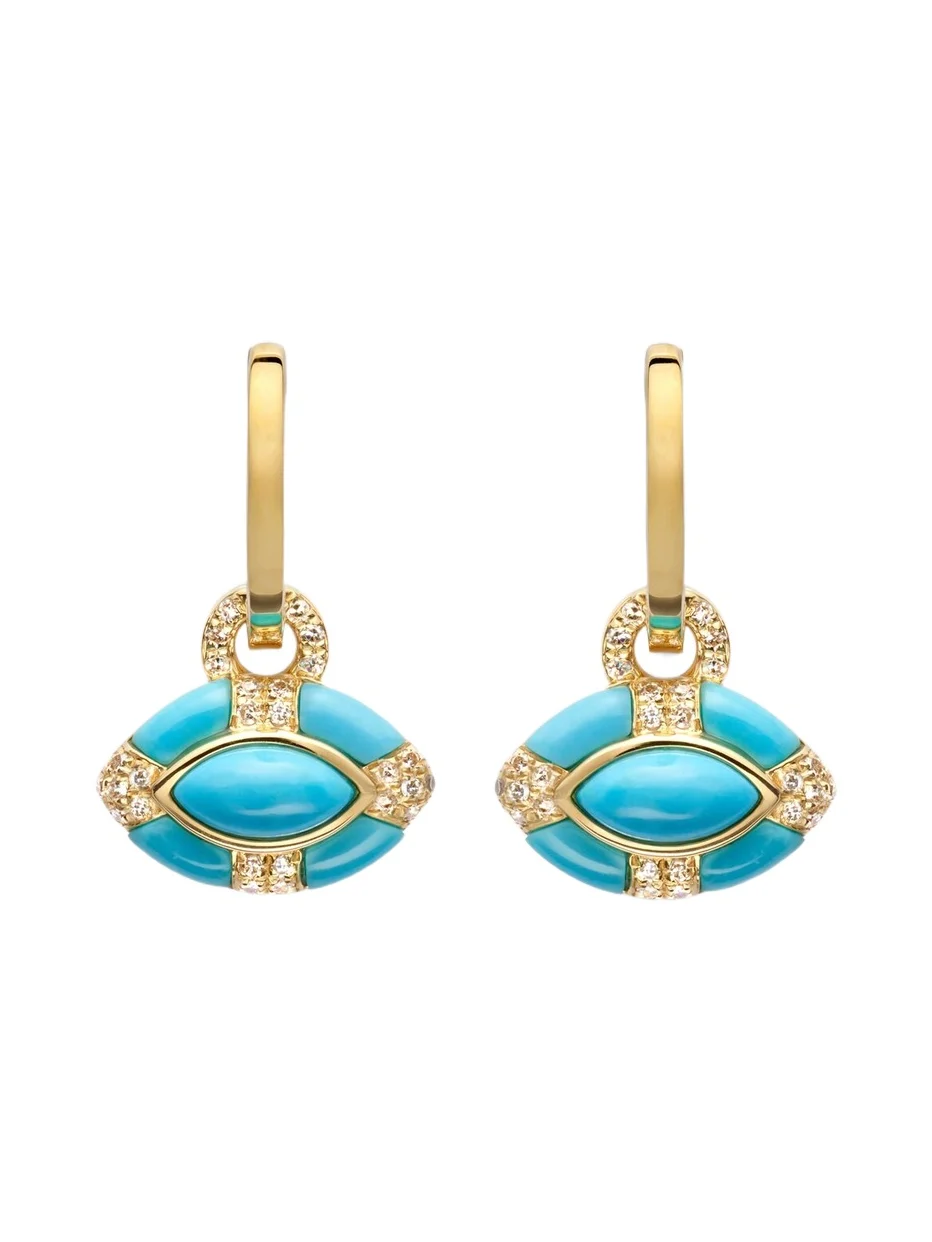 SHAY JEWELRY Riviera Petite 18kt gold huggie earrings with turquoise and diamonds