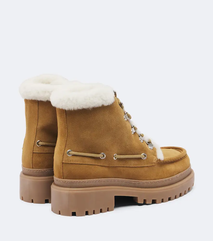 Yves Salomon Shearling-lined suede lace-up boots | Thumbnail 3 Yves Salomon Shearling-lined suede lace-up boots | Thumbnail 3