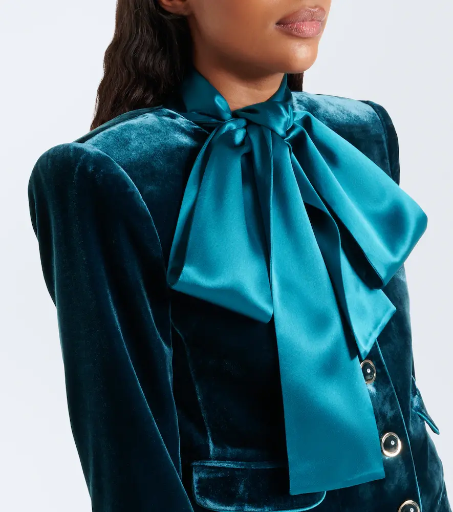 Retrofête Retrofête Alto cropped scarf-detail velvet jacket | Thumbnail 2