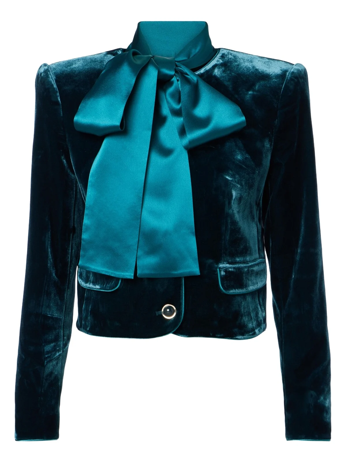 Retrofête Retrofête Alto cropped scarf-detail velvet jacket