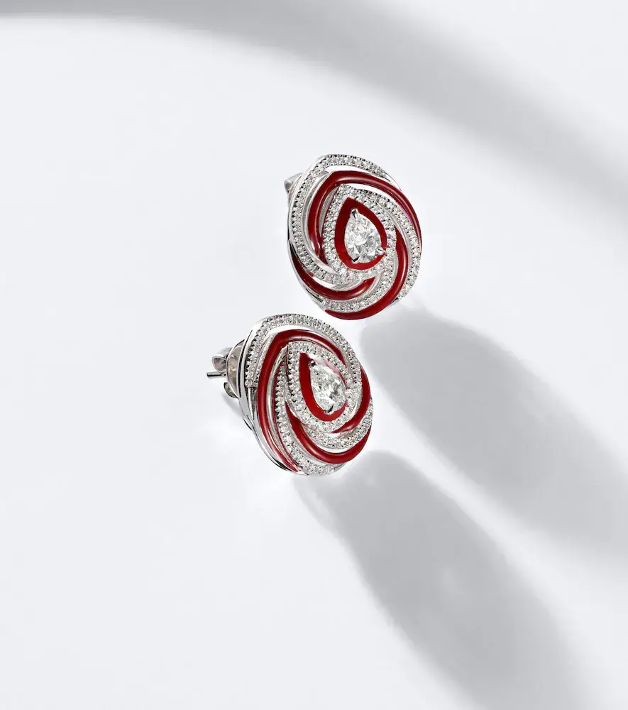 Kamyen Twister 18kt white gold and enamel earrings with diamonds | Thumbnail 5 Kamyen Twister 18kt white gold and enamel earrings with diamonds | Thumbnail 5