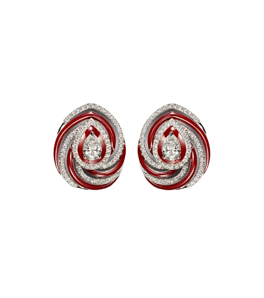 Twister 18kt white gold and enamel earrings with diamonds Twister 18kt white gold and enamel earrings with diamonds