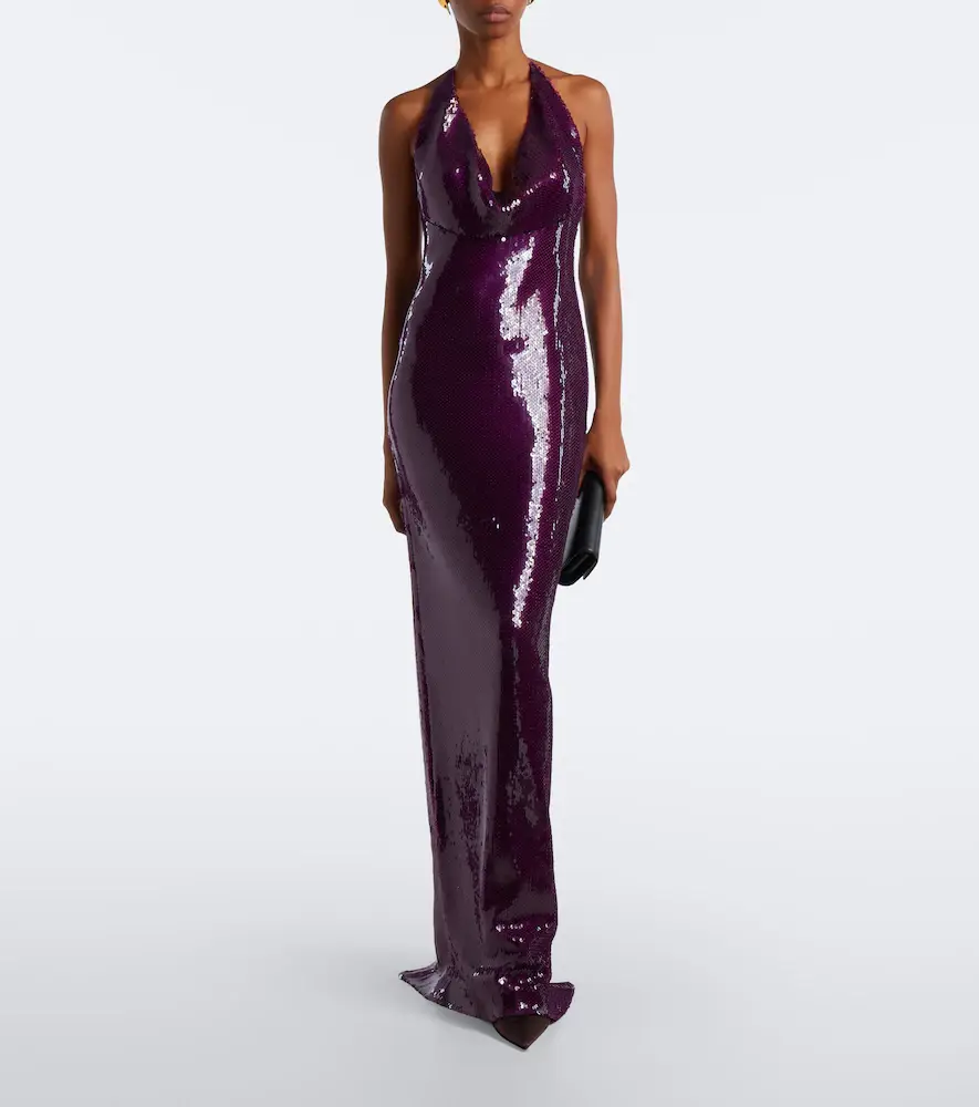 Retrofête Retrofête Gardenia sequined halterneck gown | Thumbnail 3 Retrofête Retrofête Gardenia sequined halterneck gown | Thumbnail 3