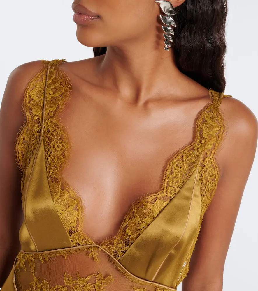 Retrofête Retrofête Bonny lace-trimmed satin minidress | Thumbnail 3 Retrofête Retrofête Bonny lace-trimmed satin minidress | Thumbnail 3