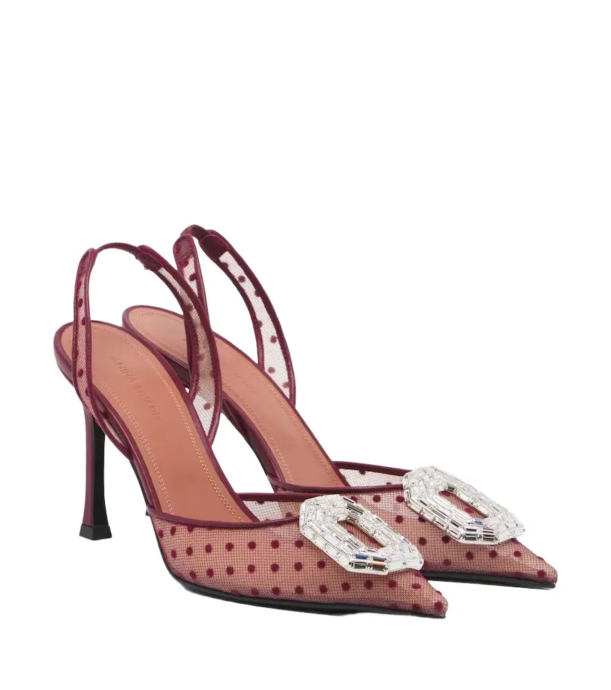 Amina Muaddi Camelia point d'Esprit slingback pumps