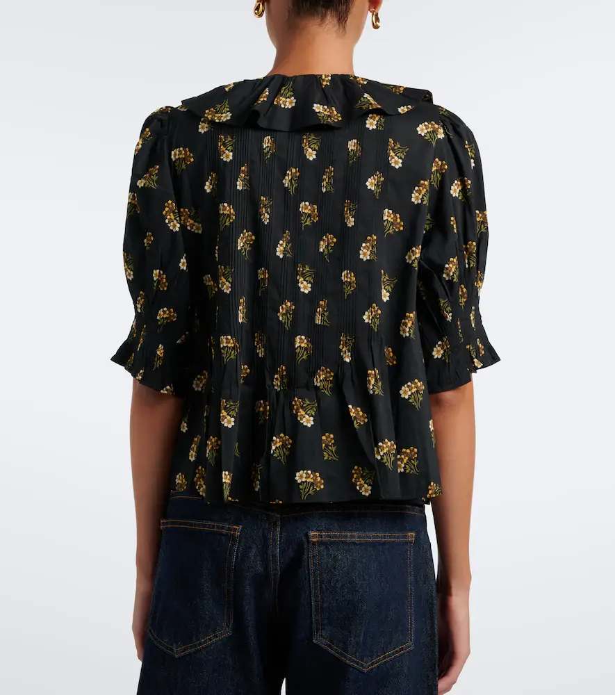 DÔEN Dôen Henri floral ruffled cotton-blend blouse | Thumbnail 2 DÔEN Dôen Henri floral ruffled cotton-blend blouse | Thumbnail 2
