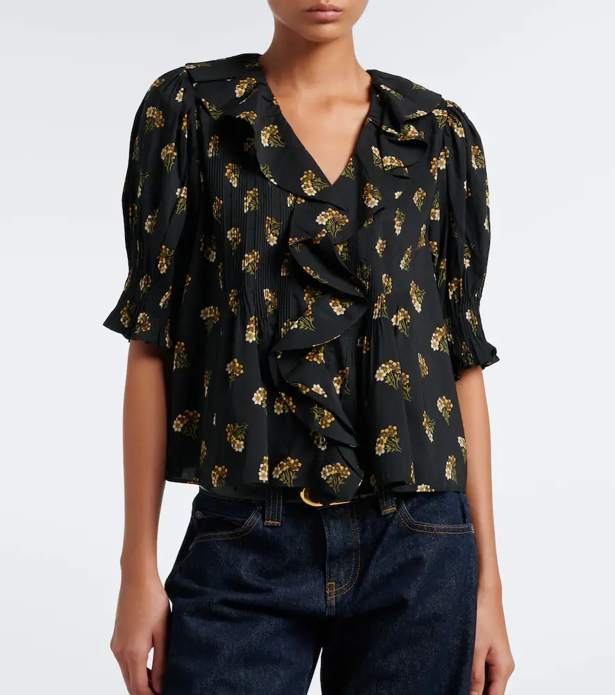 DÔEN Dôen Henri floral ruffled cotton-blend blouse | Thumbnail 3 DÔEN Dôen Henri floral ruffled cotton-blend blouse | Thumbnail 3