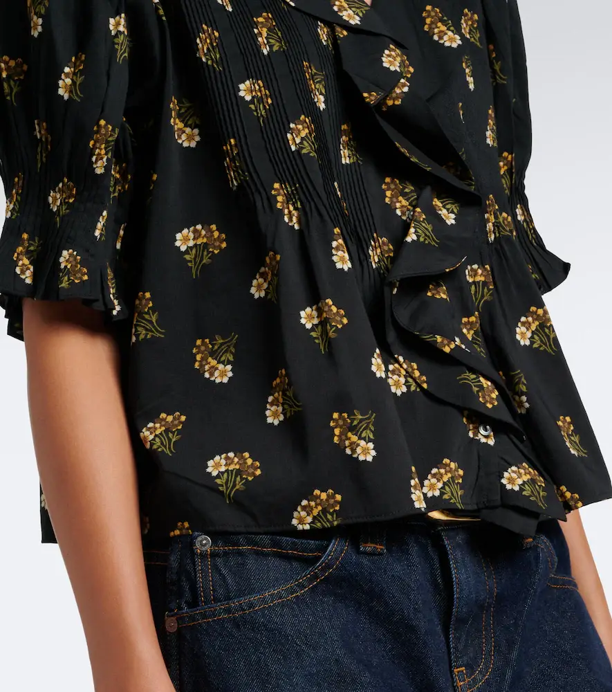 DÔEN Dôen Henri floral ruffled cotton-blend blouse | Thumbnail 6 DÔEN Dôen Henri floral ruffled cotton-blend blouse | Thumbnail 6