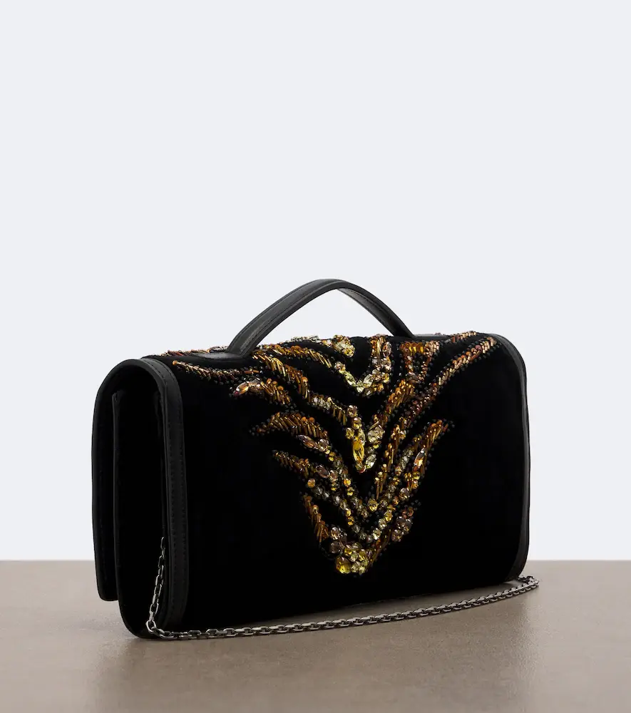 Roger Vivier Belle Vivier embellished velvet clutch | Thumbnail 4